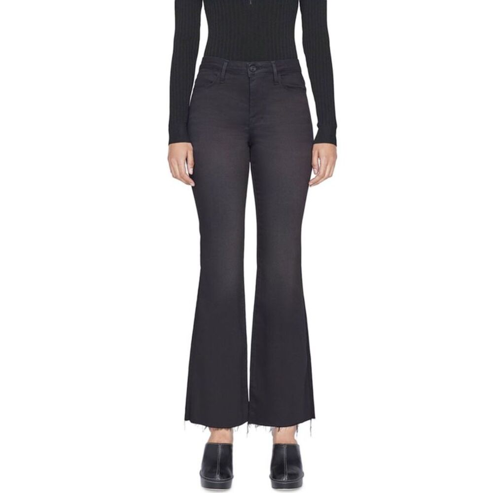 Frame Womens Le Easy Flare Raw Hem Jeans 33 Blackfinn - NWT $268